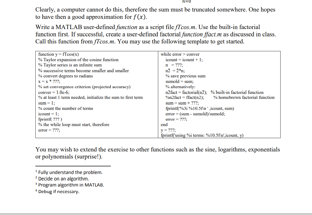 Solved Esc 152 Programming With Matlab Computer Lab Exer Chegg Com