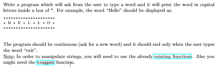Solved Write a program which will ask from the user to type | Chegg.com