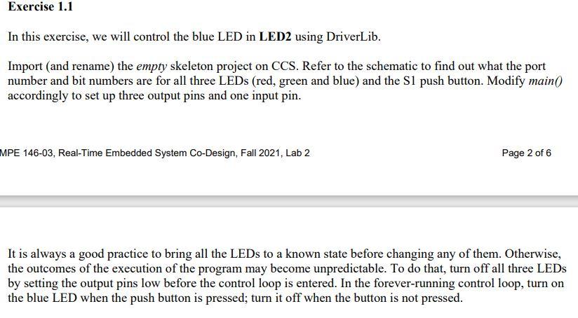 Exercise 1.1 In this exercise, we will control the | Chegg.com