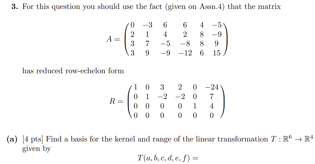 Solved 3. For this question you should use the fact (given | Chegg.com