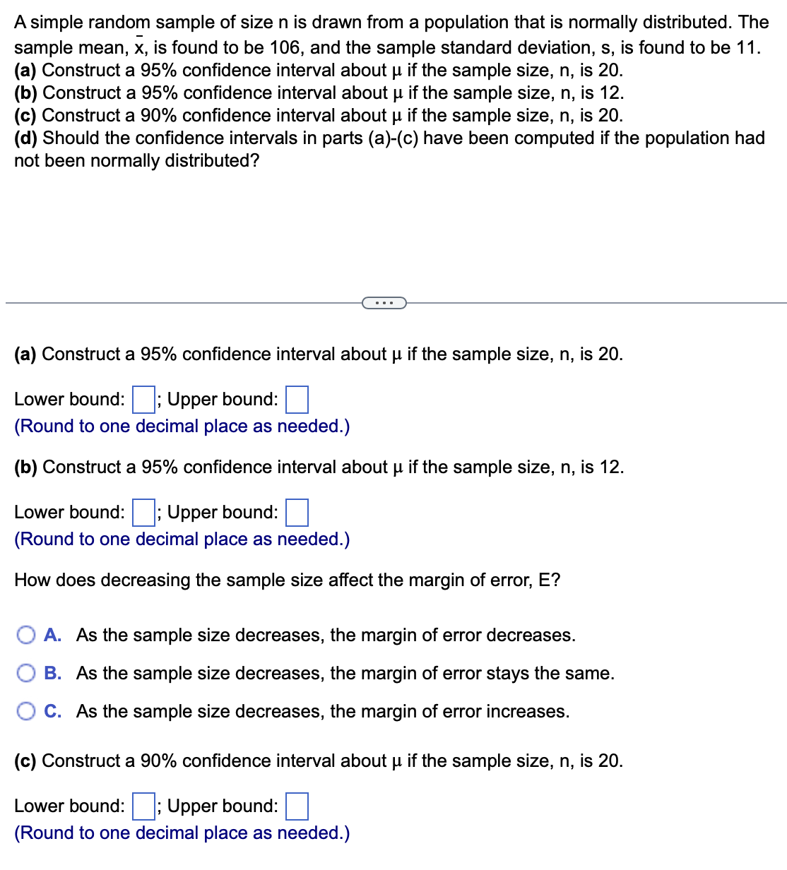 A simple random sample of size n is drawn from a | Chegg.com