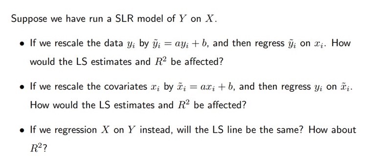 Solved Suppose we have run a SLR model of Y on X. - If we | Chegg.com