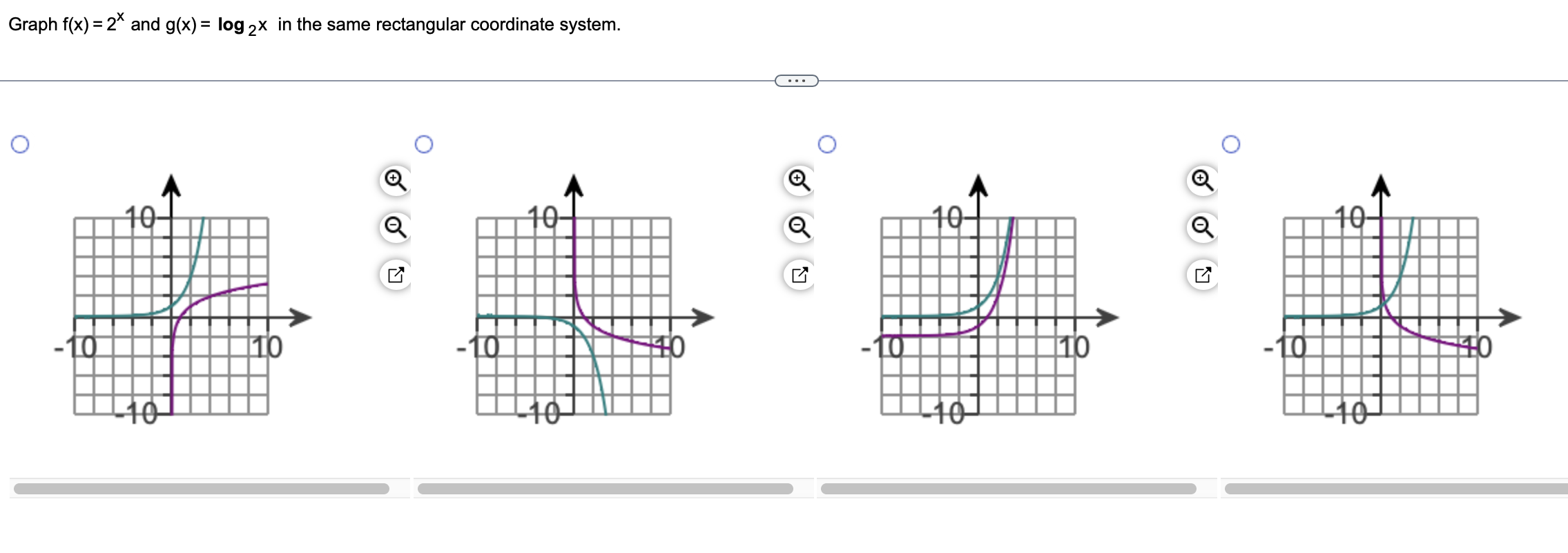 Solved Graph F(x)=2x And G(x)=log2x In The Same Rectangular 