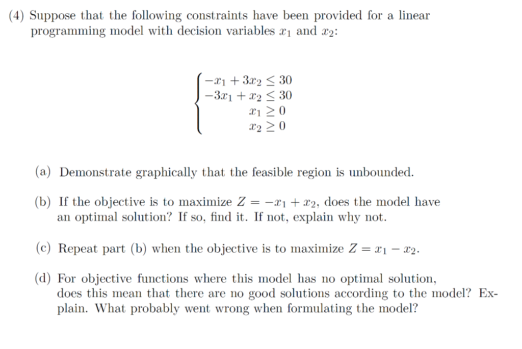Solved (4) Suppose that the following constraints have been | Chegg.com