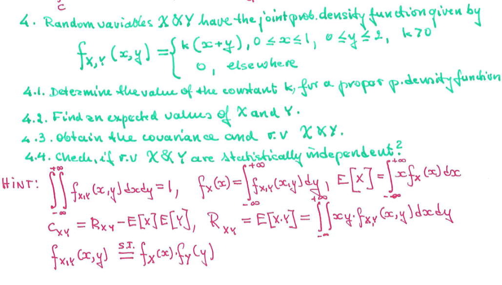 Solved 4. Random vaviables x&y have the joint prob. density | Chegg.com