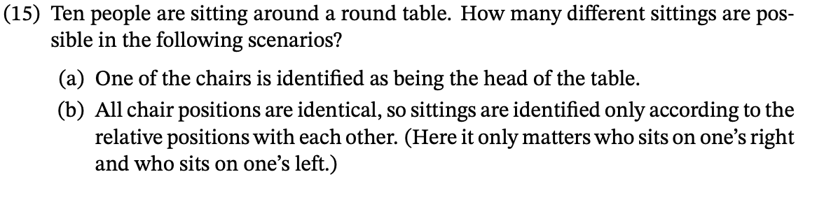 Solved 15) Ten people are sitting around a round table. How | Chegg.com