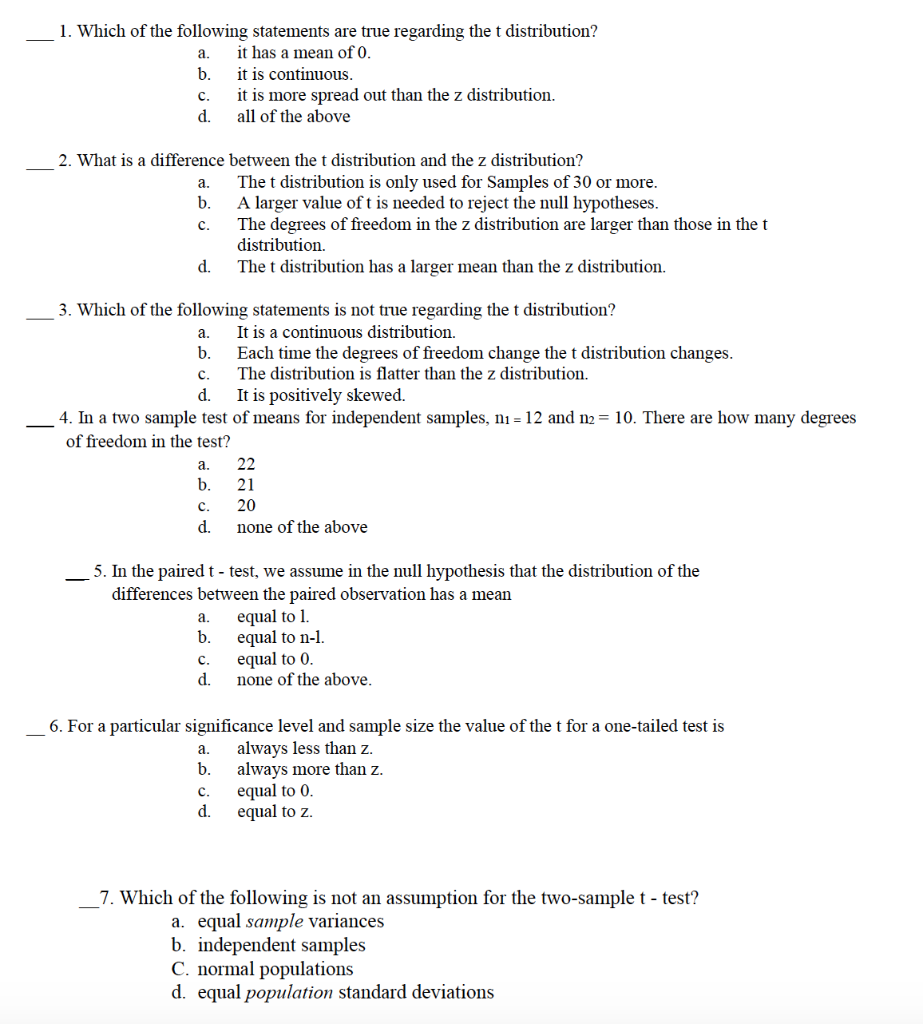 Solved A. 1. Which Of The Following Statements Are True | Chegg.com