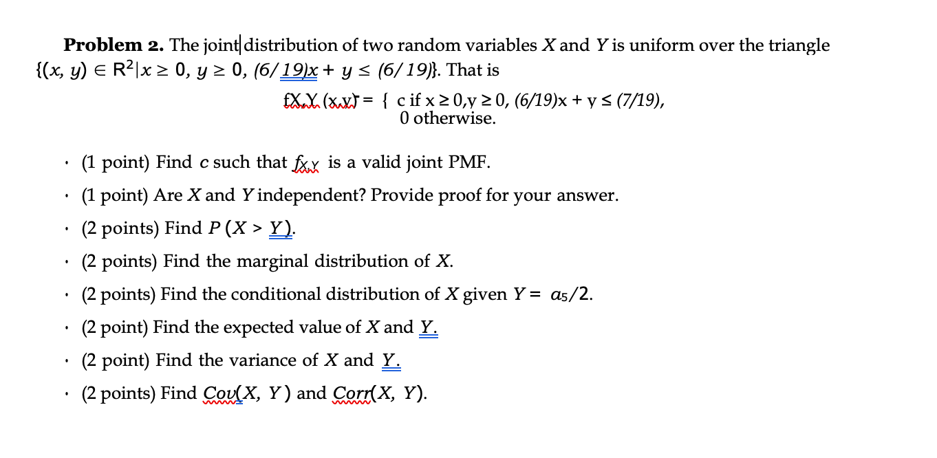 Solved The Joint Distribution Of Two Random Variables X And