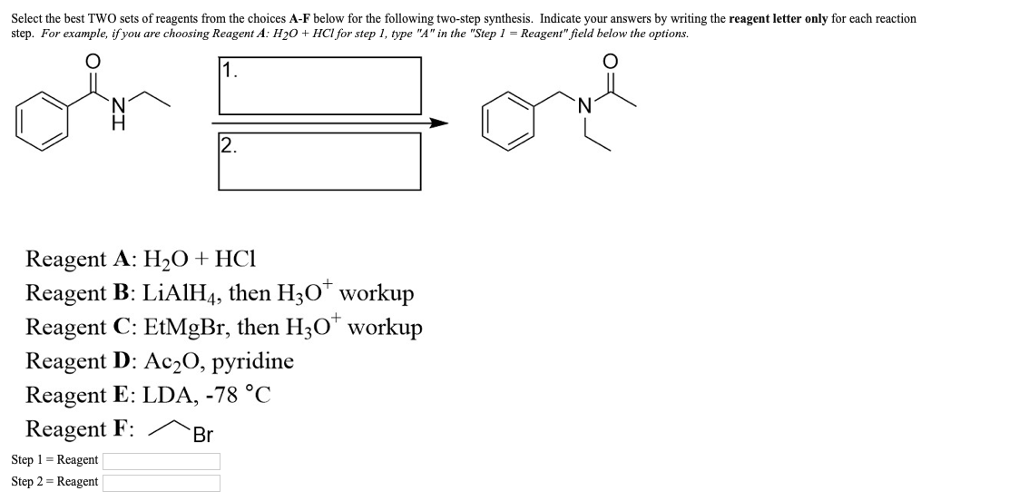 Solved Select The Best TWO Sets Of Reagents From The Choices | Chegg.com