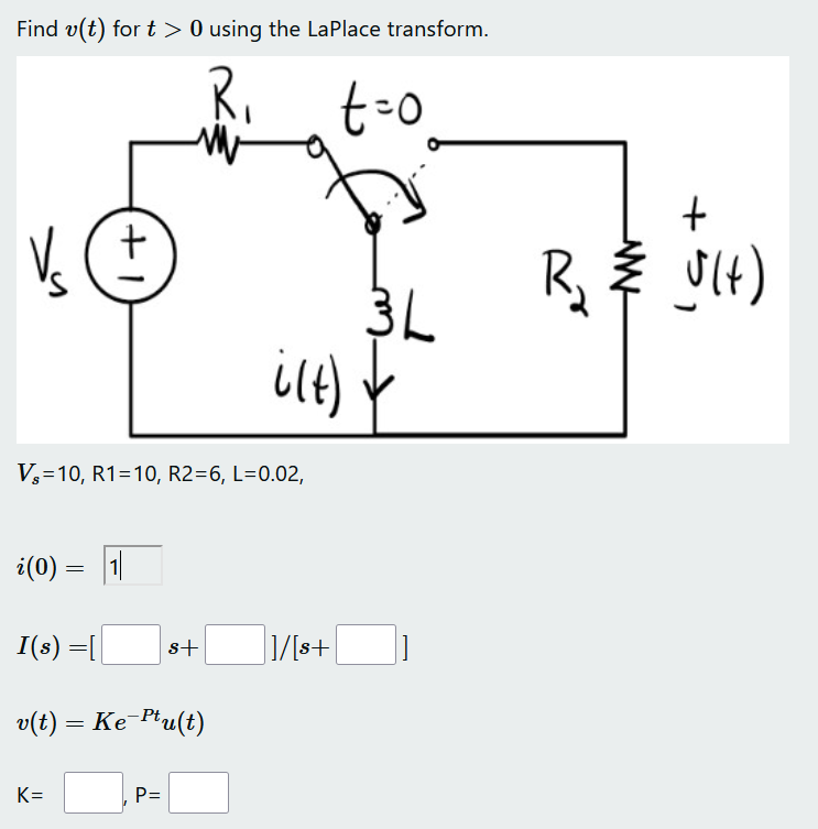 Solved Find V(t) For T > 0 Using The LaPlace Transform. Ri W | Chegg.com