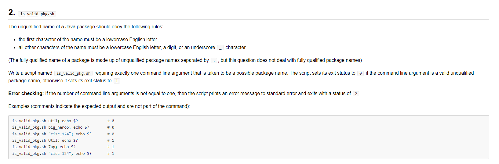 Solved 2. Is_valid_pkg.sh The Unqualified Name Of A Java | Chegg.com