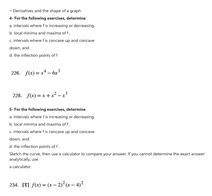 Solved > Derivatives and the shape of a graph 4- For the | Chegg.com