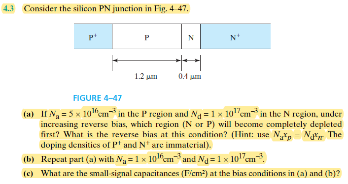 Solved 4.3 Consider the silicon PN junction in Fig. 4–47. | Chegg.com