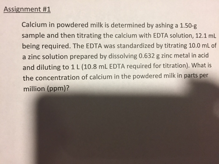 Solved Assignment #1 Calcium in powdered milk is determined | Chegg.com