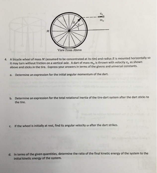 Solved a bicycle wheel of mass M (assumed to be concentrated