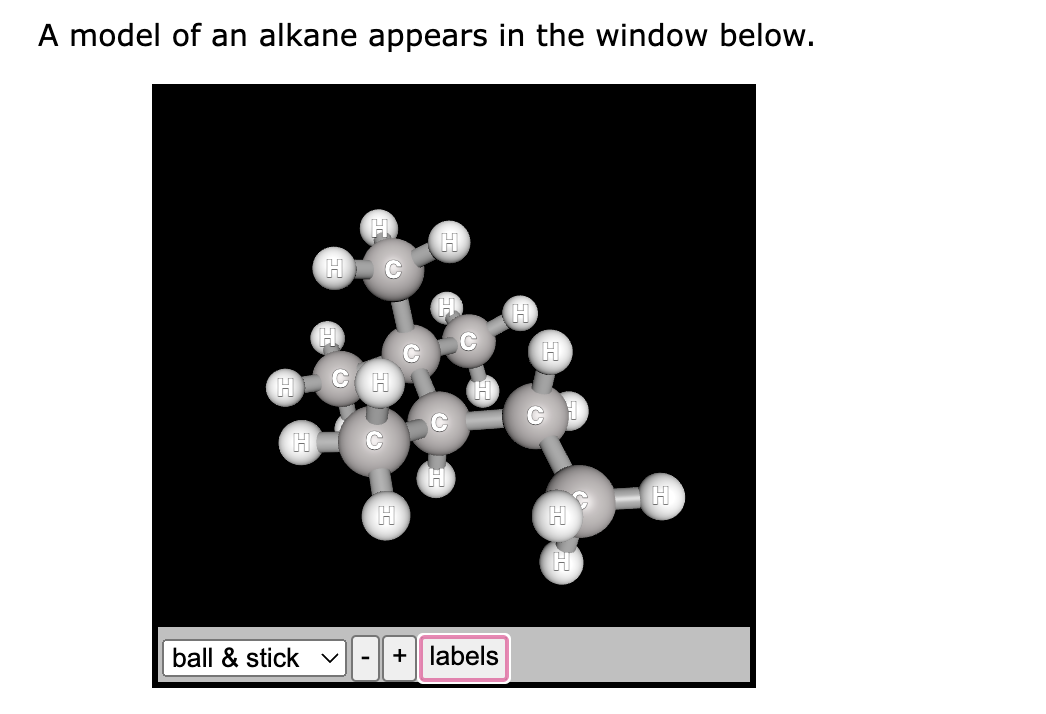 Solved A model of an alkane appears in the window | Chegg.com