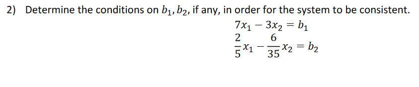 Solved 2) Determine The Conditions On B1,b2, If Any, In | Chegg.com