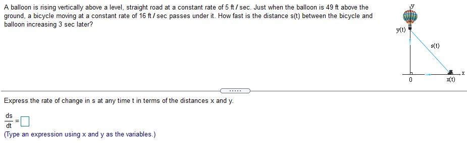 Solved y A balloon is rising vertically above a level, | Chegg.com