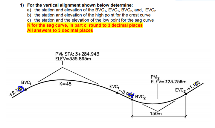 Solved 1) For The Vertical Alignment Shown Below Determine: | Chegg.com