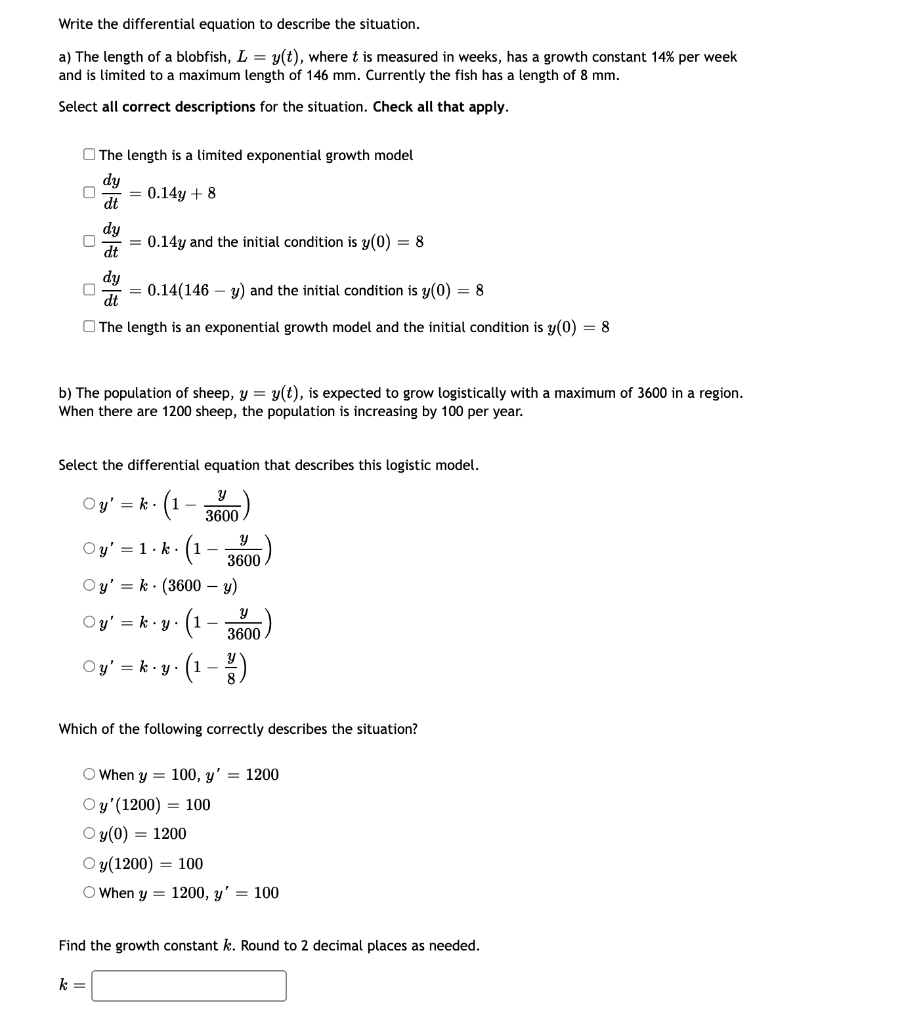 Solved Write the differential equation to describe the | Chegg.com
