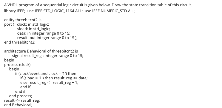 Solved A VHDL program of a sequential logic circuit is given | Chegg.com