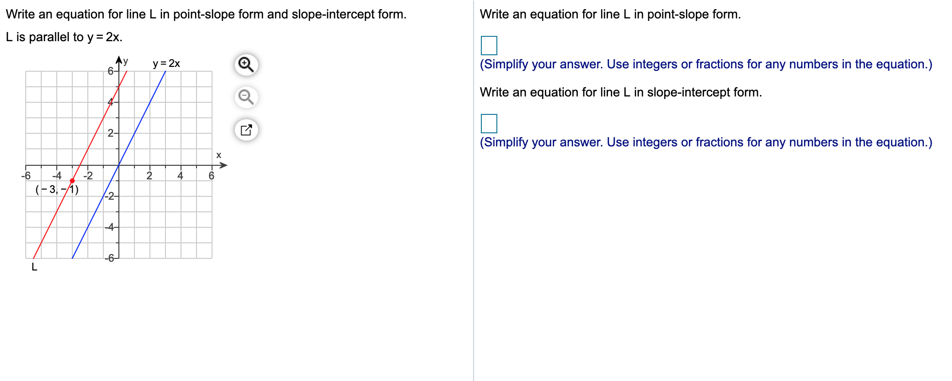 Solved Write an equation for line L in point-slope form. | Chegg.com