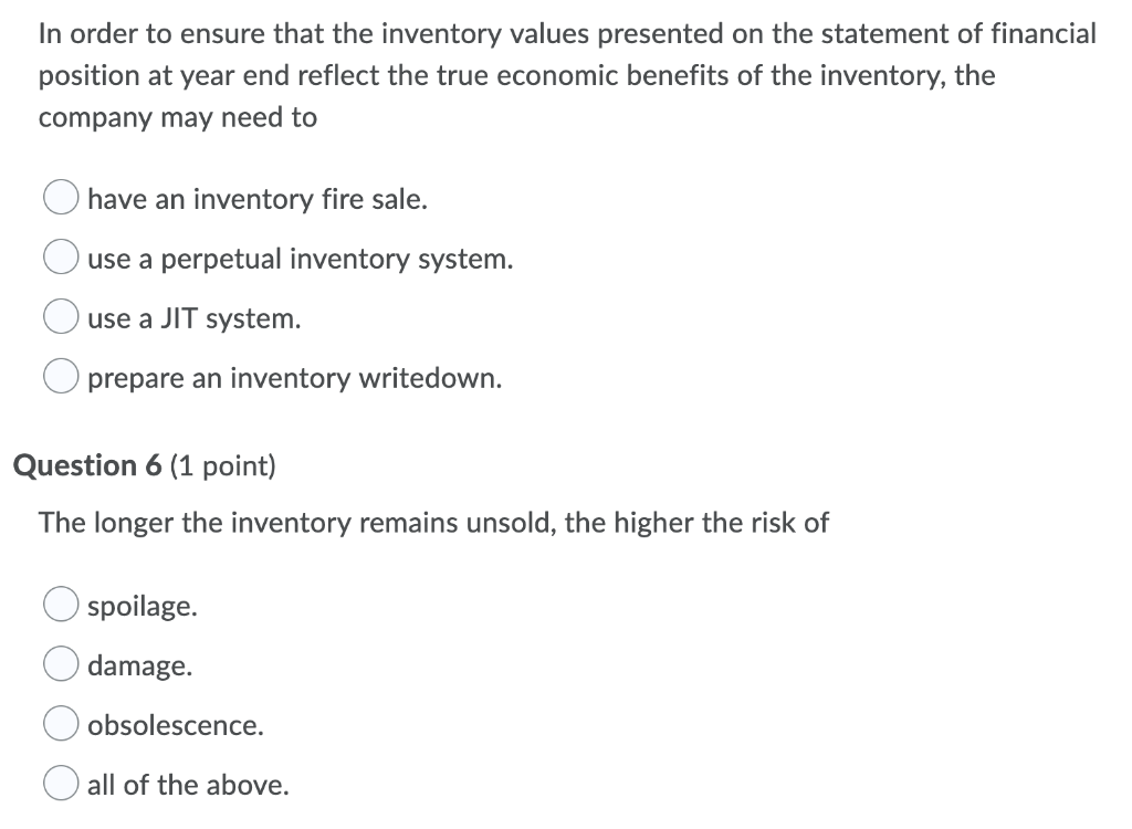 In order to ensure that the inventory values | Chegg.com