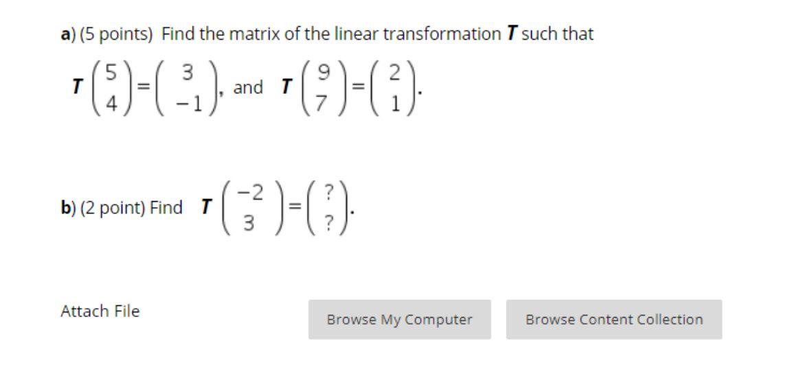 Solved A) (5 Points) Find The Matrix Of The Linear | Chegg.com