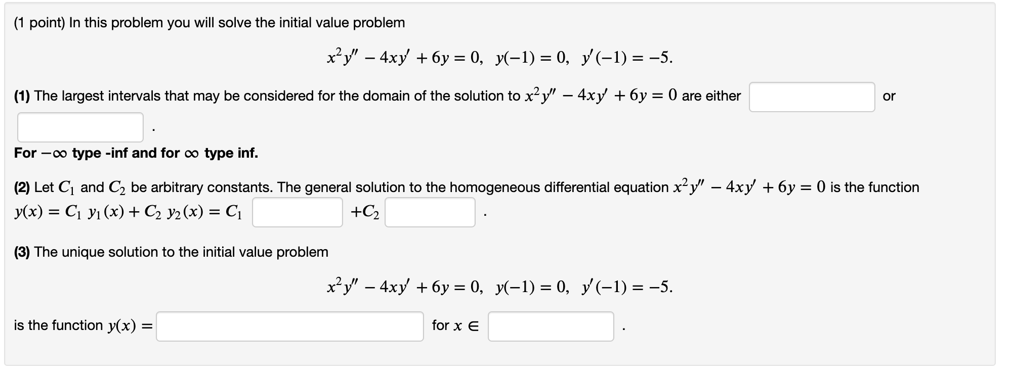 Solved (1 point) In this problem you will solve the initial | Chegg.com