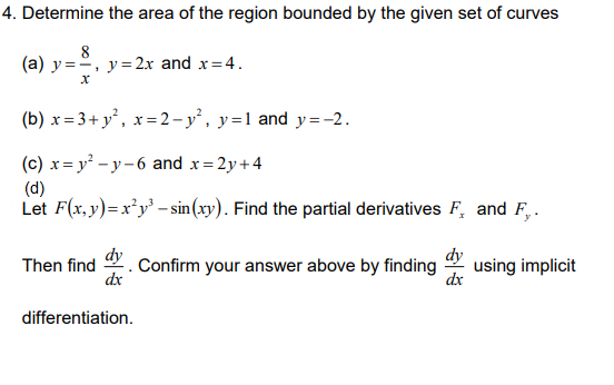 Solved 4. Determine the area of the region bounded by the | Chegg.com