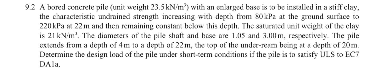 Solved 7.2 A bored concrete pile (unit weight 23.5kN/m3 ) | Chegg.com