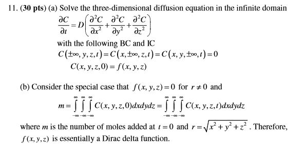 11. (30 pts) (a) Solve the three-dimensional | Chegg.com