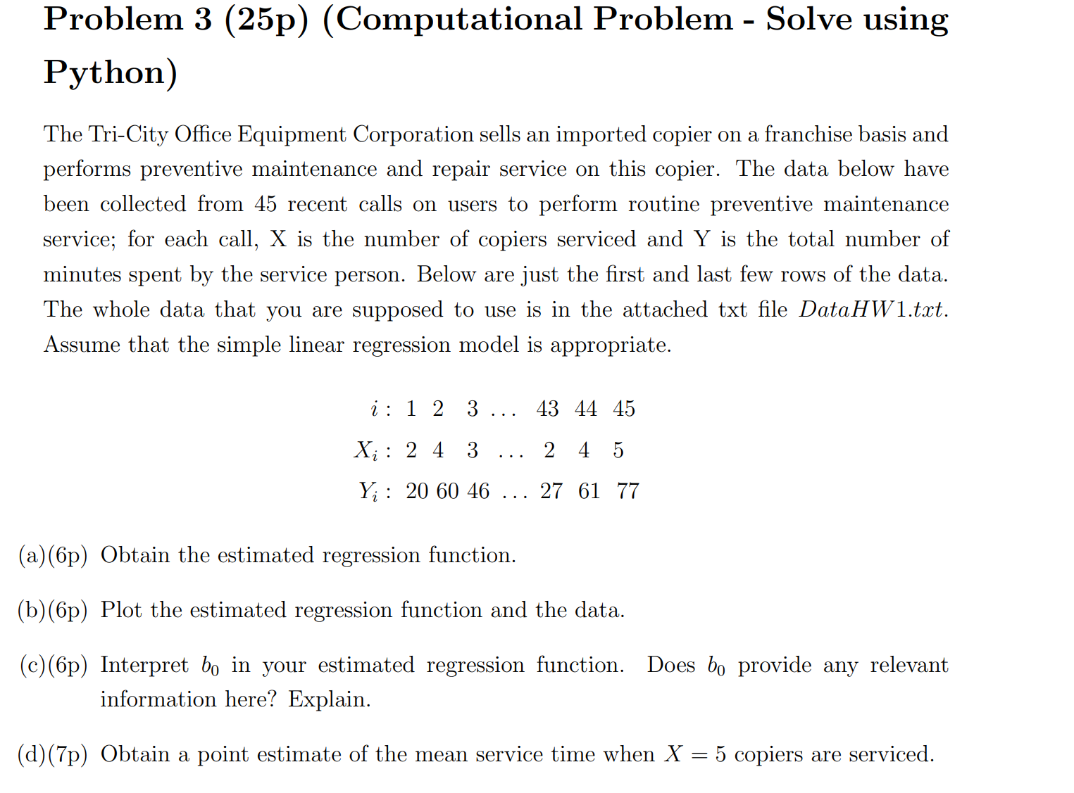 Problem 3 (25p) (Computational Problem - Solve using | Chegg.com