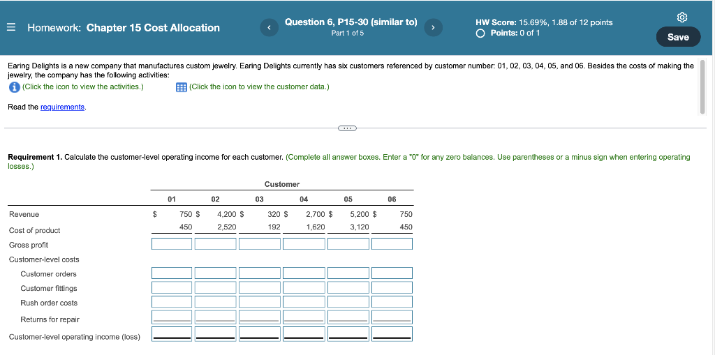 Solved Homework: Chapter 15 Cost Allocation Question 6, | Chegg.com