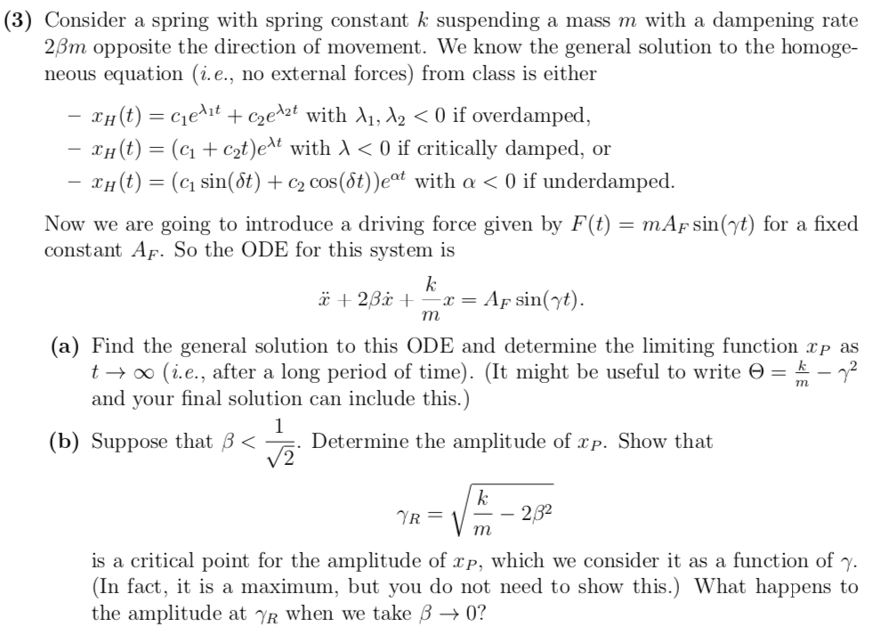 Solved B) Consider A Spring With Spring Constant K | Chegg.com