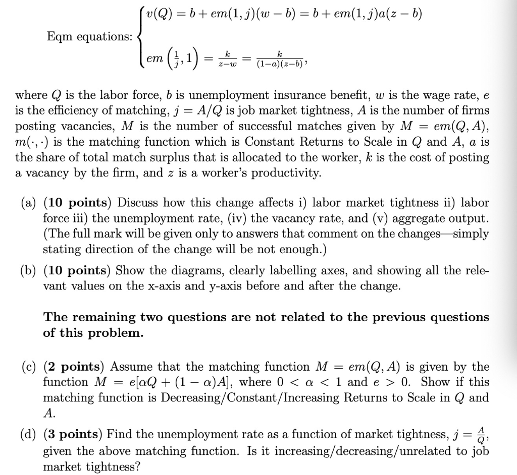 (25 Points) Consider The DMP Model And Suppose That | Chegg.com