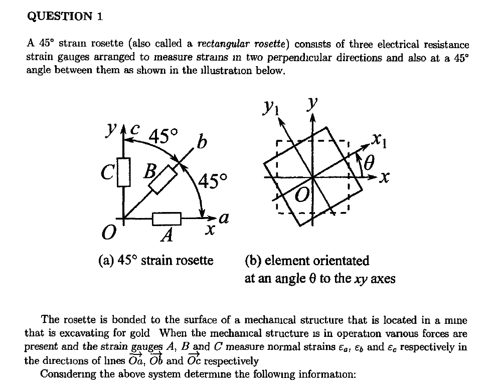 Solved QUESTION 1 A 45° stran rosette (also called a | Chegg.com