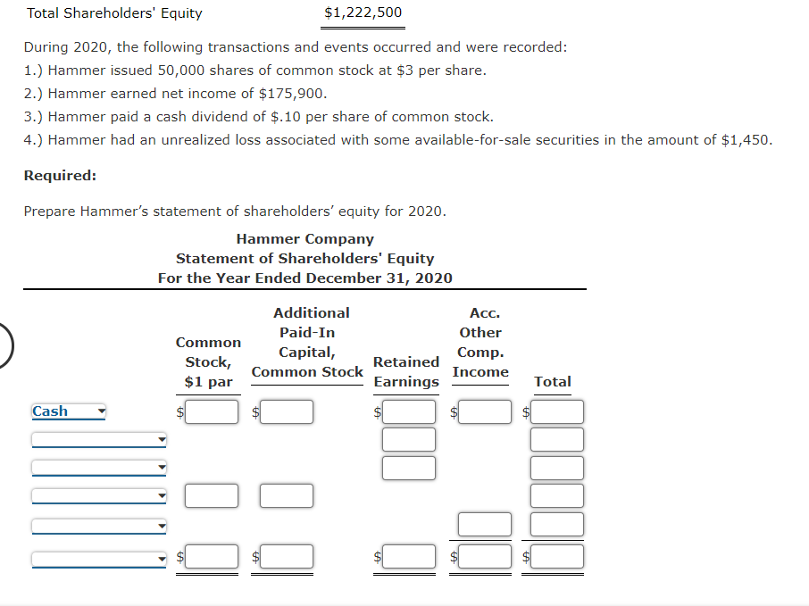 Solved The following is the shareholders' equity section of
