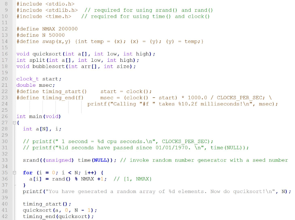 In the qsort program discussed in class, we were able | Chegg.com