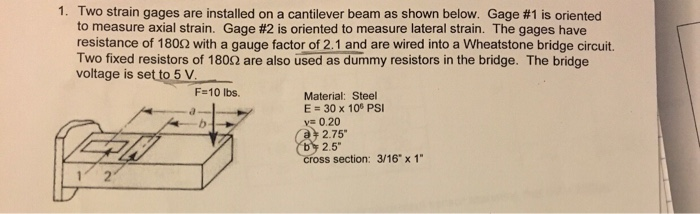 Solved I. Two strain gages are installed on a cantilever | Chegg.com