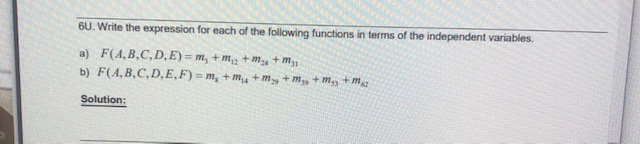 Solved 6U. Write the expression for each of the following | Chegg.com