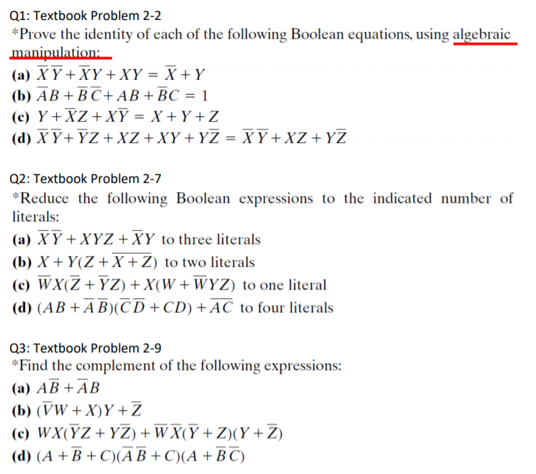 Solved Q1: Textbook Problem 2-2 *Prove The Identity Of Each | Chegg.com