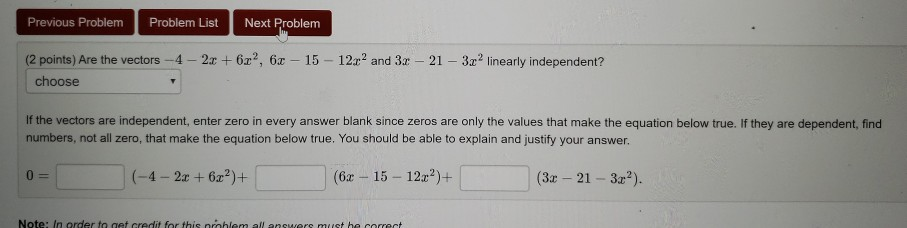 Solved Previous Problem Problem List Next Problem (2 points) | Chegg.com