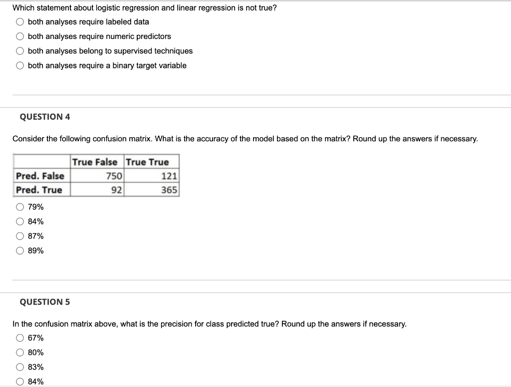 Solved Which statement about logistic regression and linear