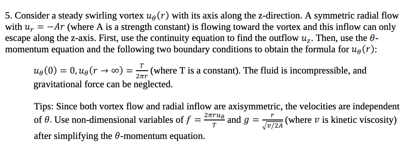 Solved Consider a steady swirling vortex uθ(r) with its axis | Chegg.com