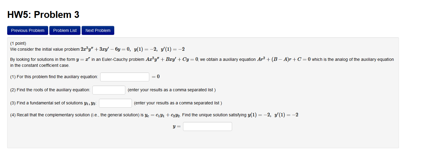 Solved HW5: Problem 3 Previous Problem Problem List Next | Chegg.com