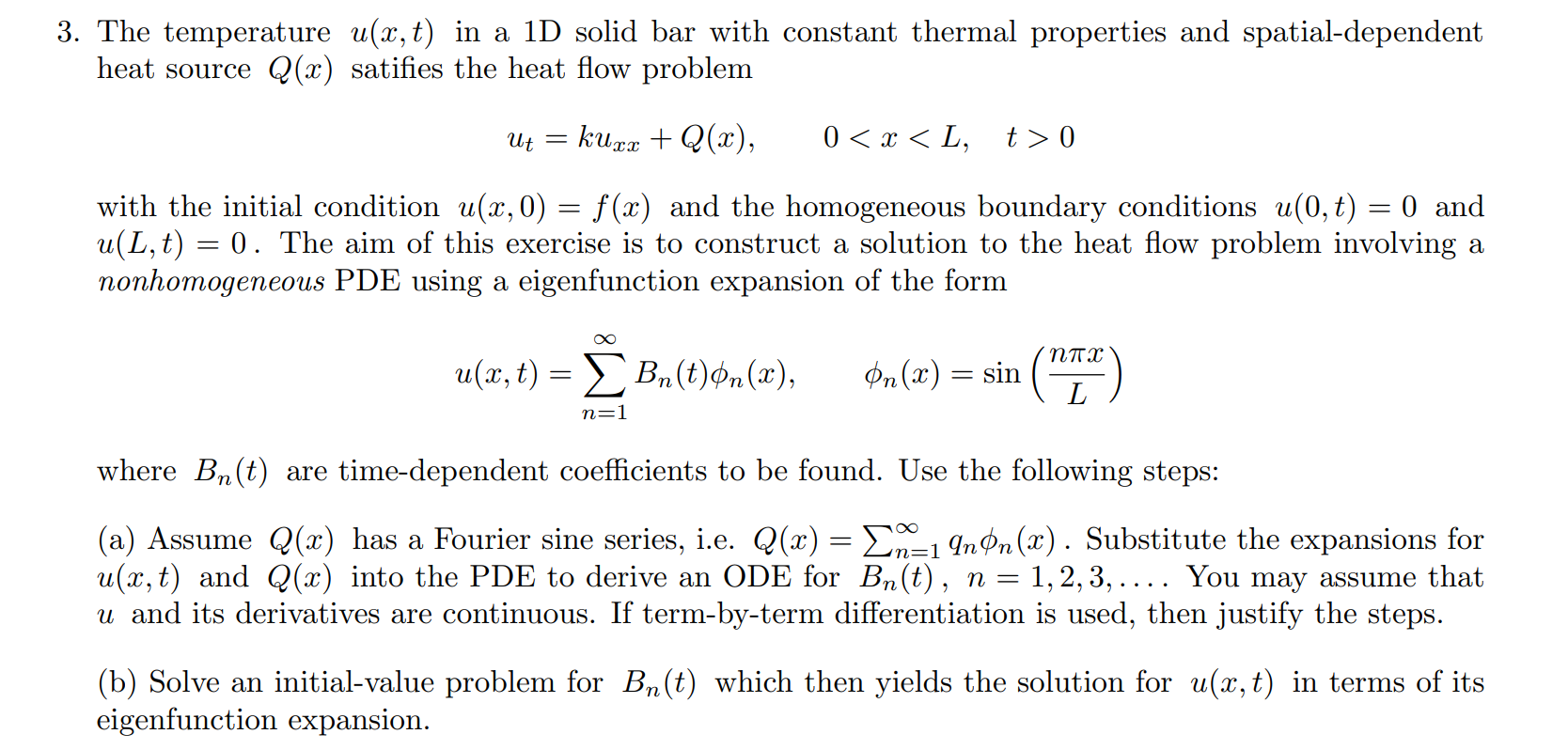 Solved The temperature u(x,t) in a 1D solid bar with | Chegg.com