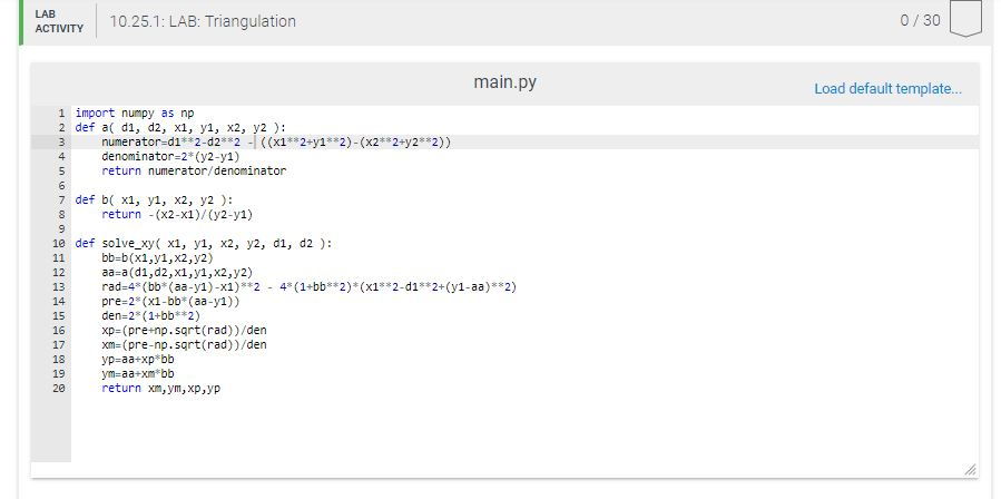 10.25 LAB: Triangulation Triangulation is the process | Chegg.com