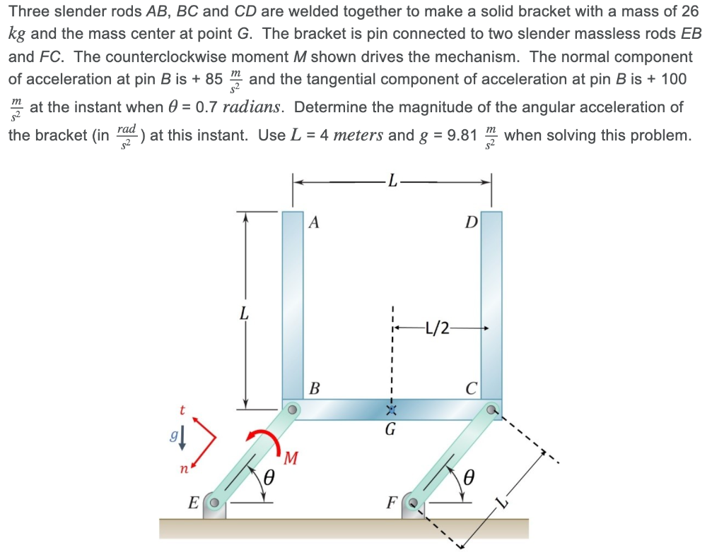 Solved Three Slender Rods Ab And Cd Are Welded Together Chegg Com