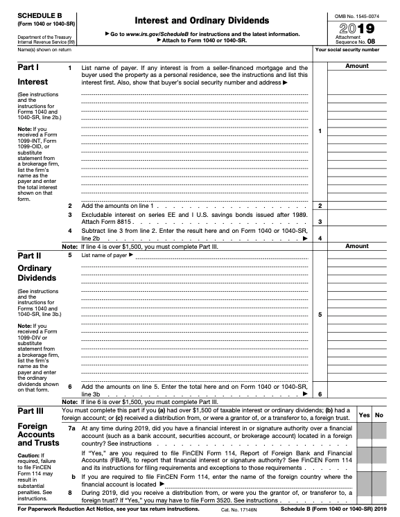 How to fill out Schedule B, Schedule 1, Form 1040, | Chegg.com